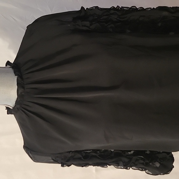 CeCe Womens Black High Neck Ruffle-Sleeves Blouse, Size: S - Picture 2 of 10